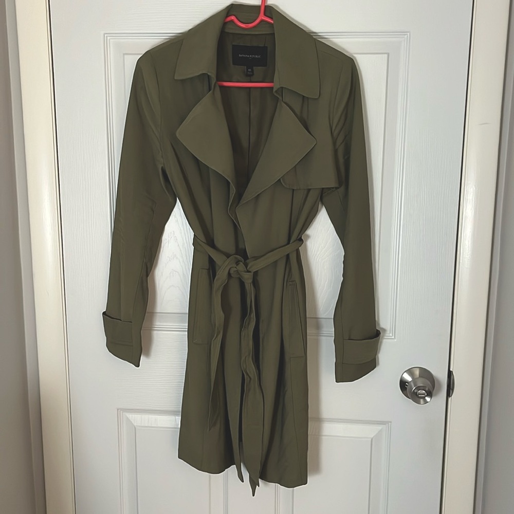 Green Trench Tie Waist Coat